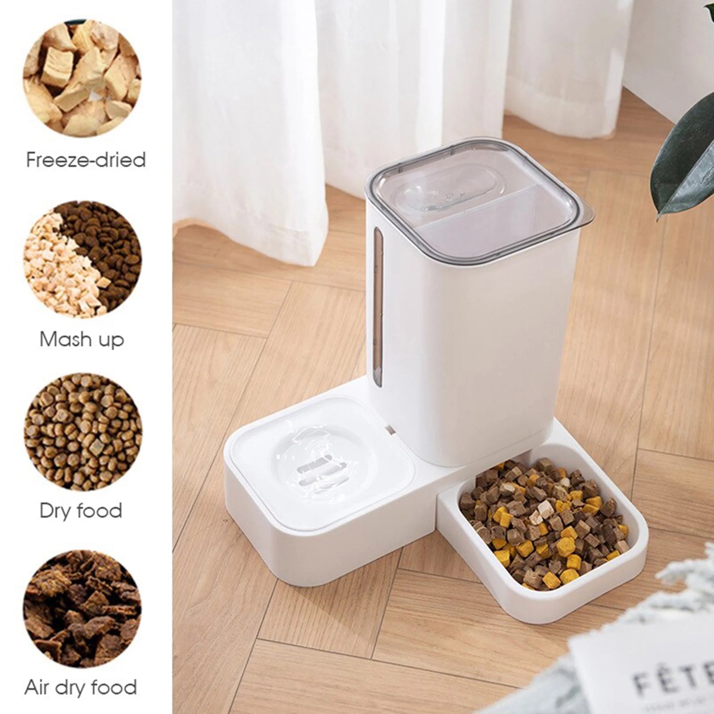 2 in 1 Automatic Auto Pet Cat Dog Food Feeder Dispenser Set,Gravity Water Bowl